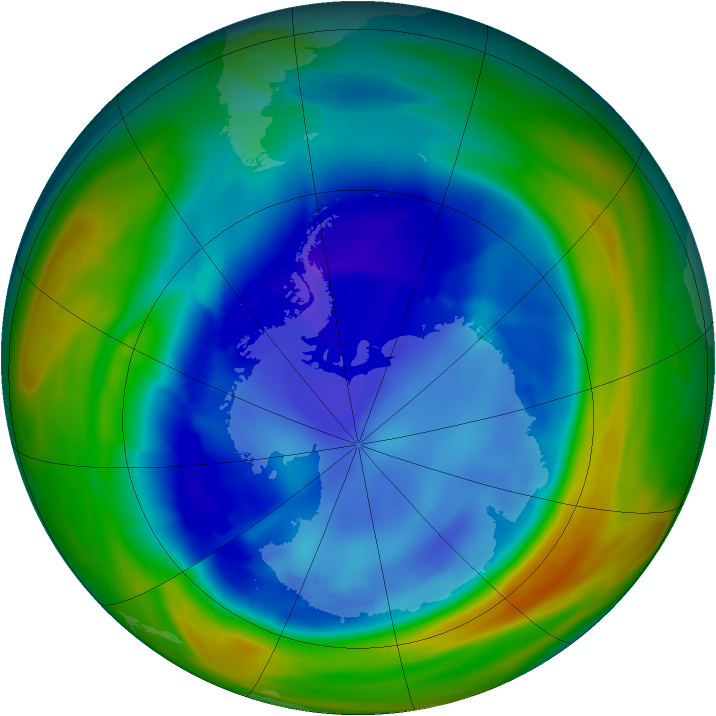 Antarctic ozone map for 23 August 2005